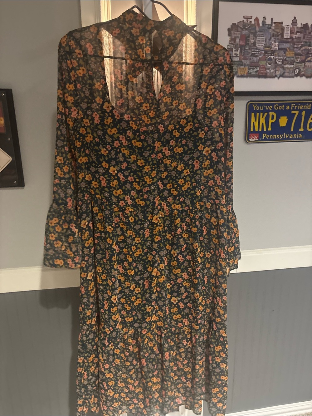 Miss Selfridge Floral Chiffon Midi Dress Size 10 - Picture 3 of 5